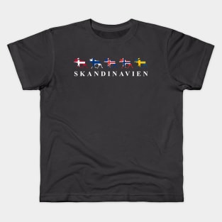 Skandinavien Moose Flags Kids T-Shirt